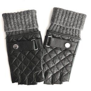 Ralph Lauren Quilted Fingerless Leather Gloves